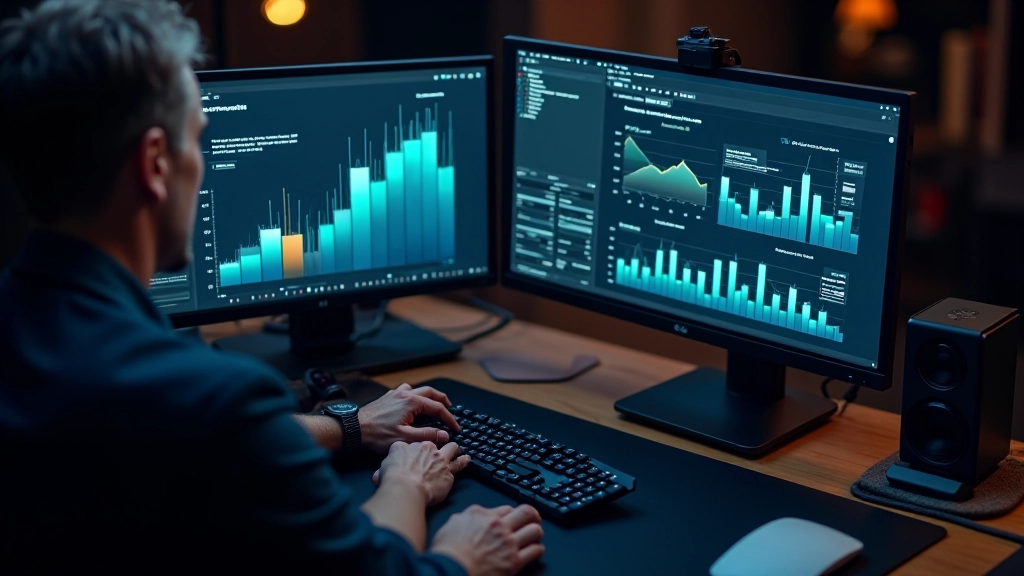 Designer che lavora su grafici animati al computer con software di motion graphics visibile sullo schermo